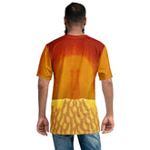 Man wearing Surart108 t-shirt in casual setting, showcasing its fit.